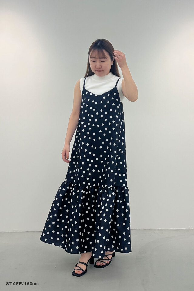 美香さんコラボ】ドットティアードキャミワンピース 