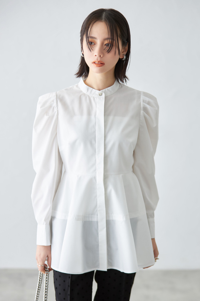 8月31日午前0:00長袖登場！【小林有里さん着用】パワショルペプラムシャツ