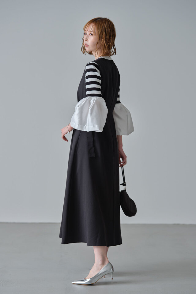 anuans カーブフレアロングジャンスカ BLACK セール】カーブフレアロングジャンスカ（ジャンパースカート