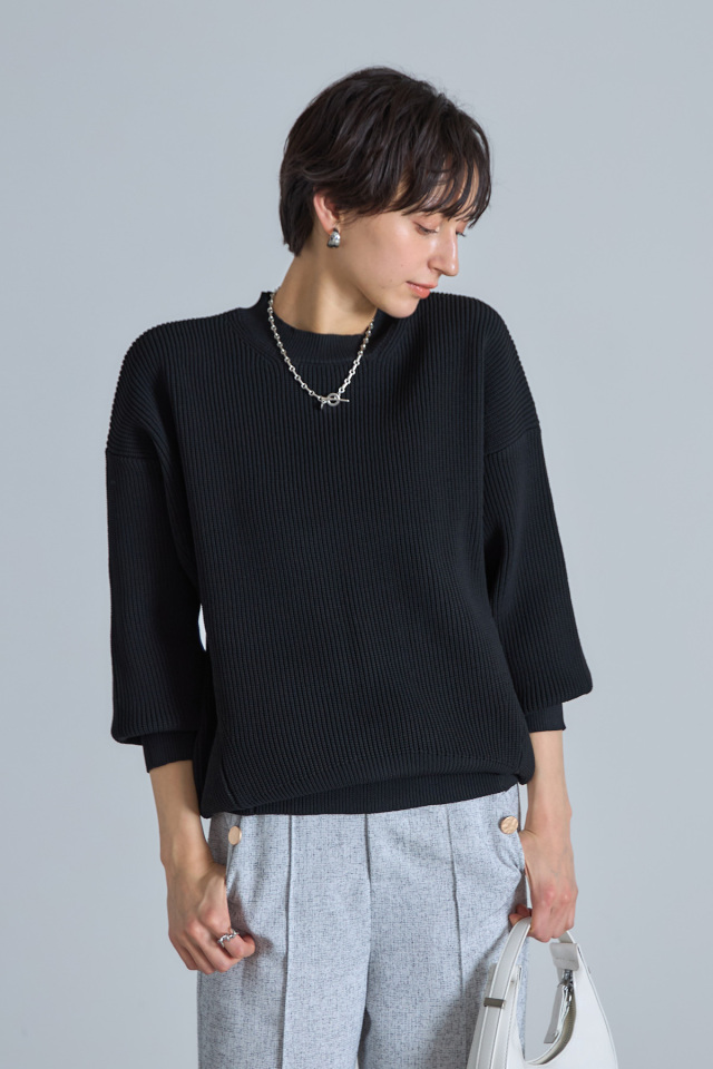 スポンジ畦ニットプルオーバー