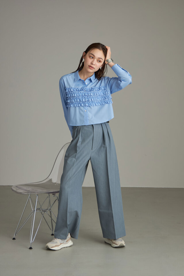 フリルクロップドシャツ 