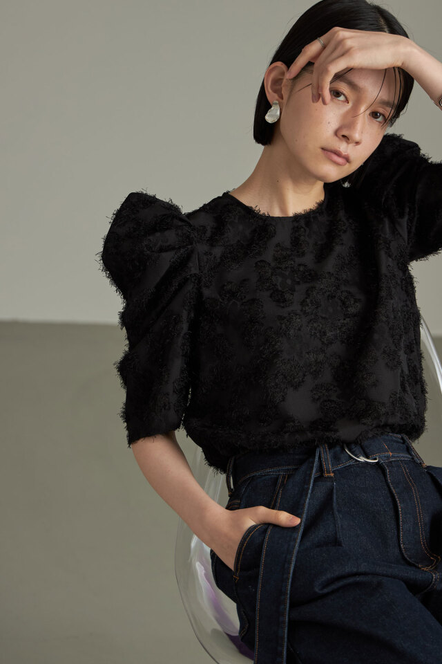 シャギージャガードブラウス（半袖）