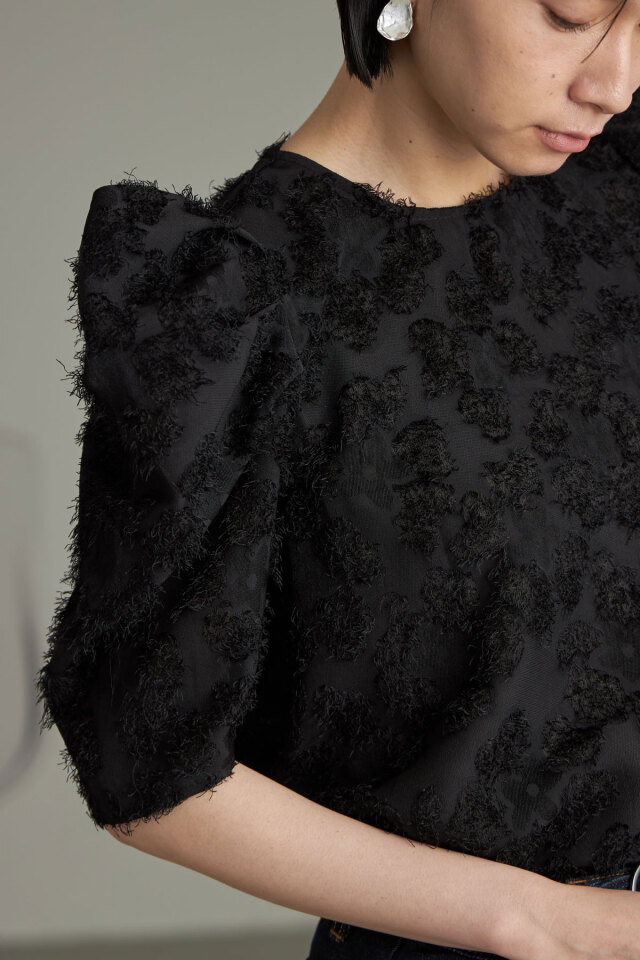 シャギージャガードブラウス（半袖）