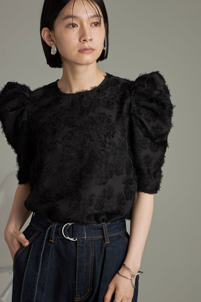 シャギージャガードブラウス（半袖）