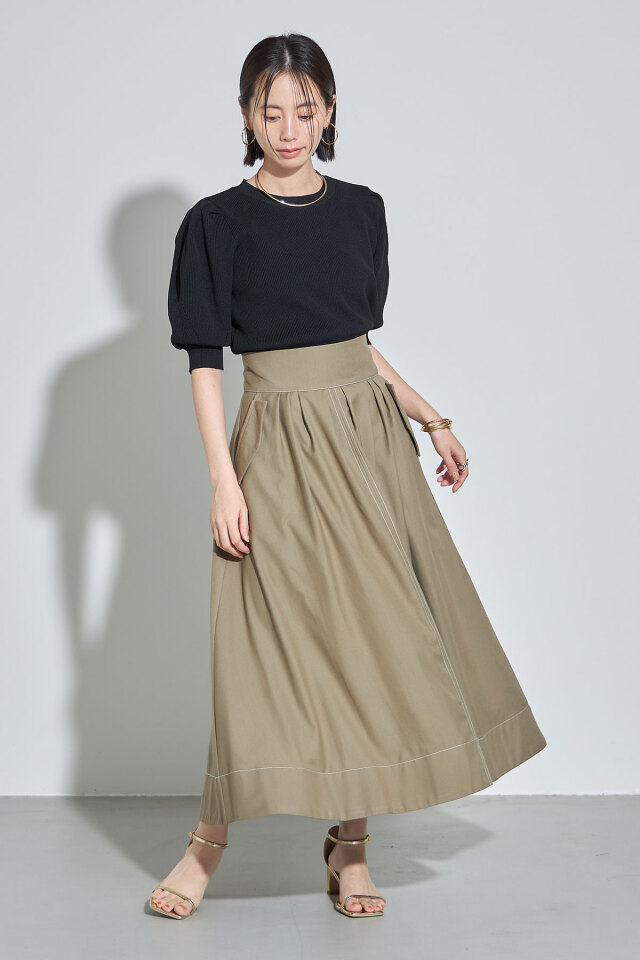 ポケットデザイン配色ステッチスカート