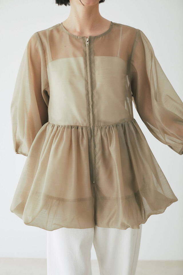 【9/6　SALE】バルーンペプラムシアーブルゾン