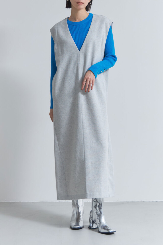 ラメへリンボーンVネックジャンスカ