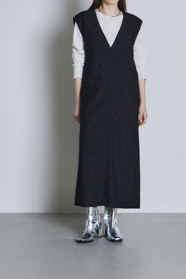 【SALE】12/7 HolidaySALE！ラメへリンボーンVネックジャンスカ＊SALE品につき返品/交換/注文確定後の変更キャンセル不可＊