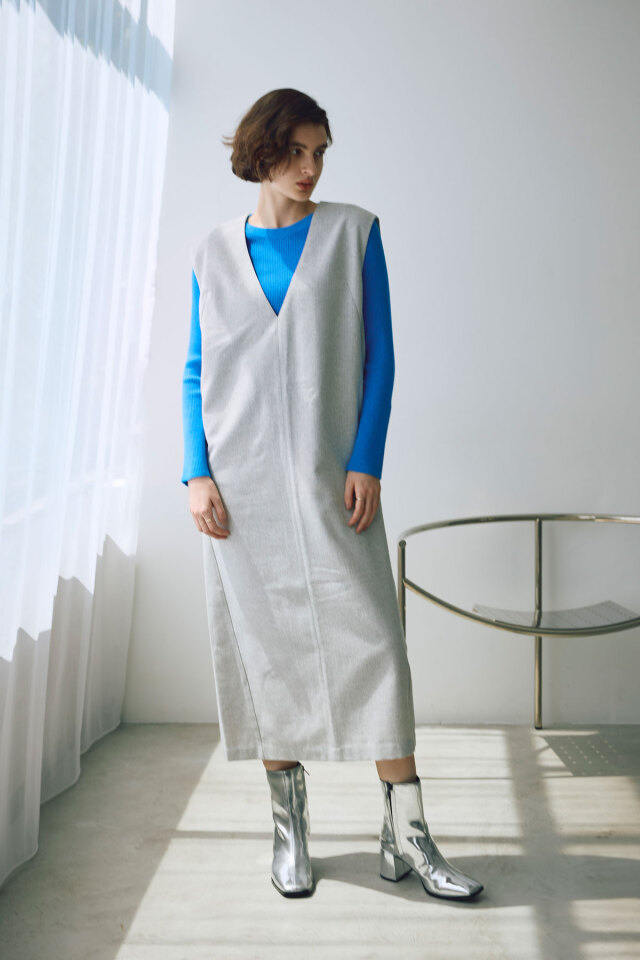 ラメへリンボーンVネックジャンスカ