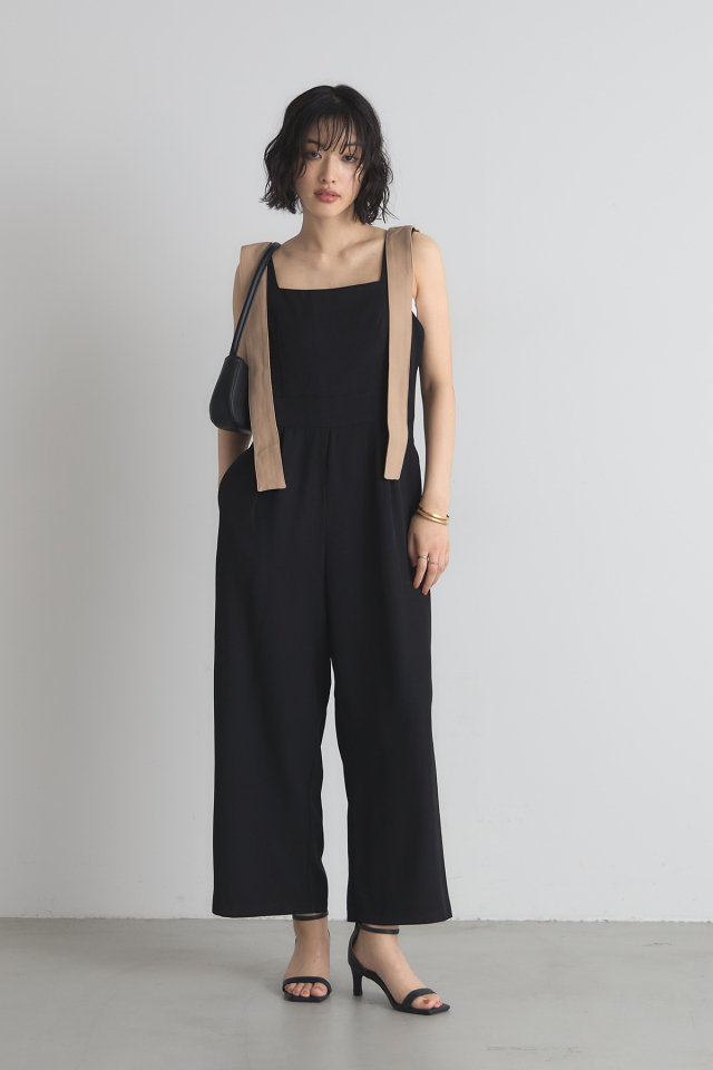 バイカラーベルトショルダーオールインワン