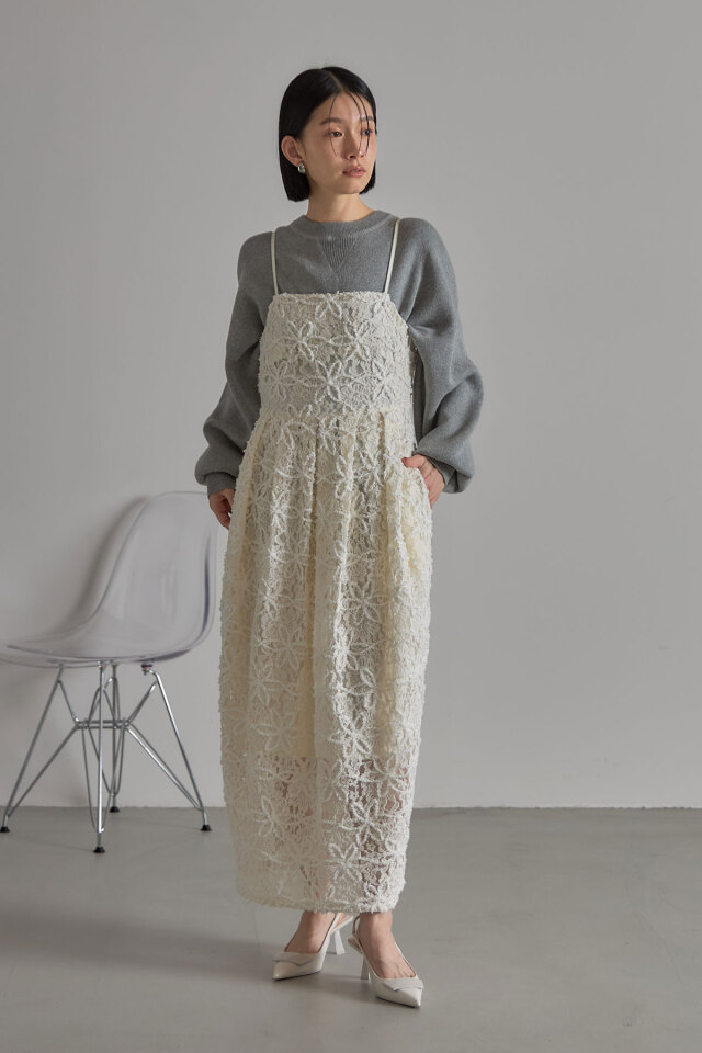 【新品】レースキャミワンピース コットンレースキャミワンピース(M OFF WHITE): ワンピース