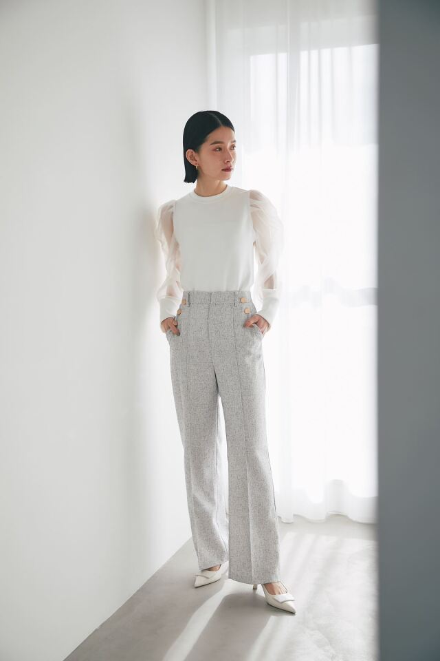 香里奈　Tシャツ 袖シアーボンディングプルオーバー