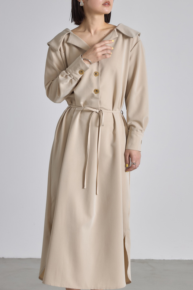 オープンカラーシャツワンピース