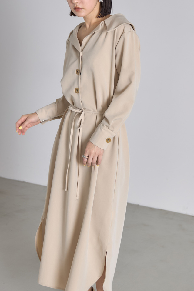 オープンカラーシャツワンピース