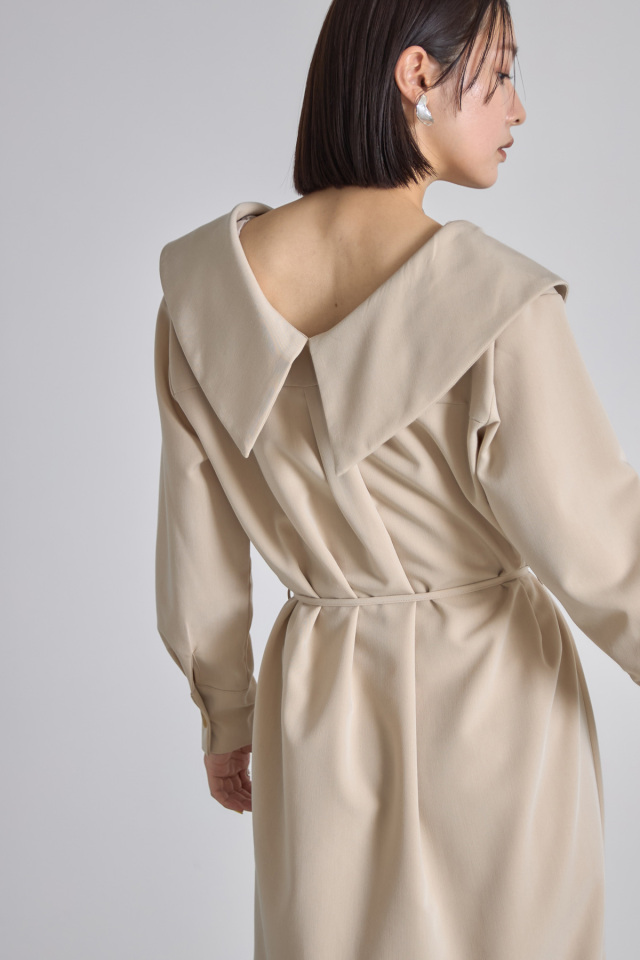 オープンカラーシャツワンピース 