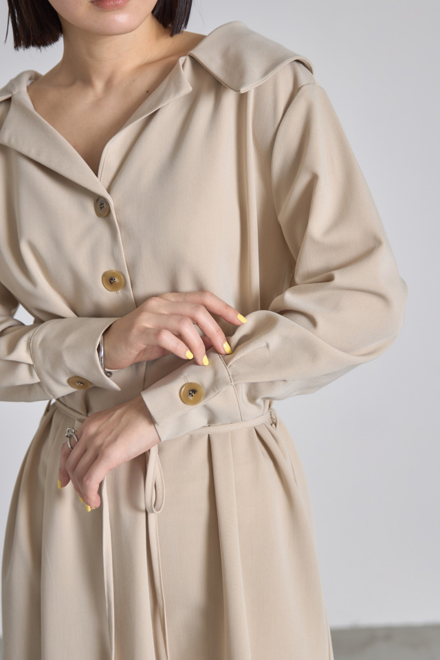 オープンカラーシャツワンピース