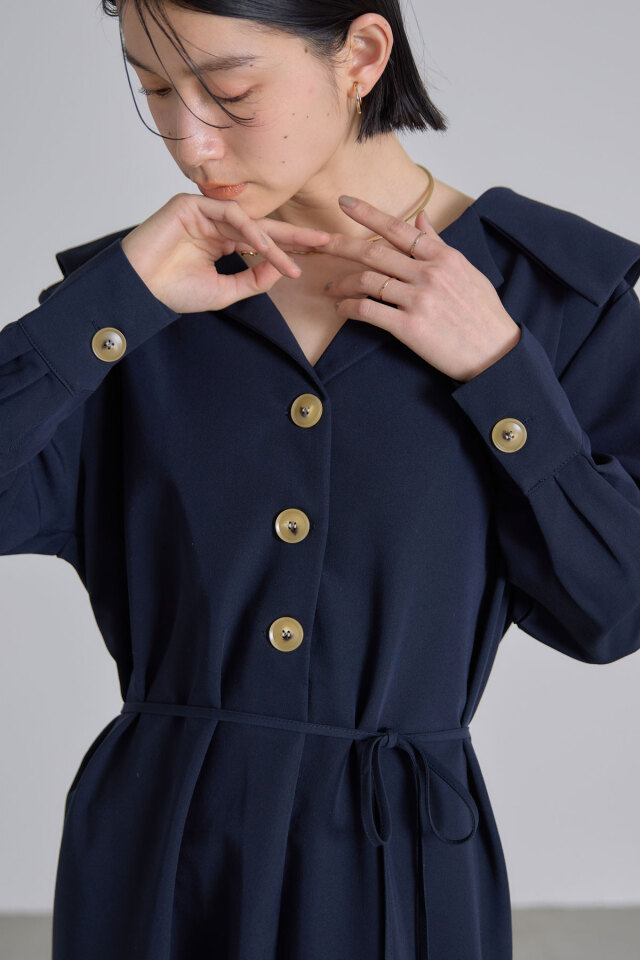 オープンカラーシャツワンピース