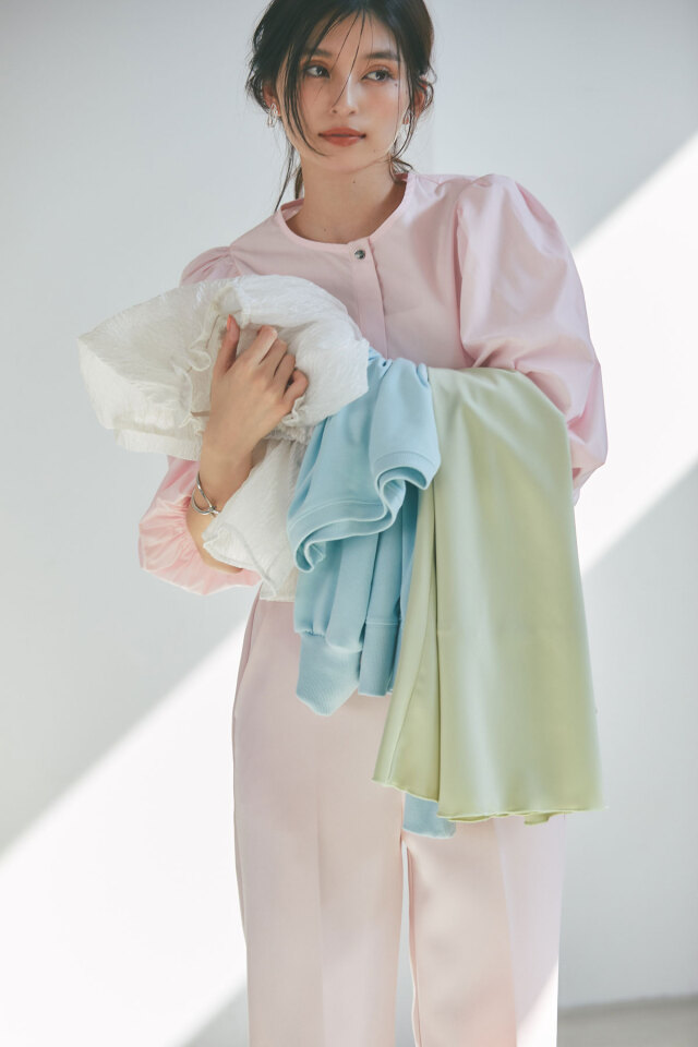 バルーン袖フレアブラウス