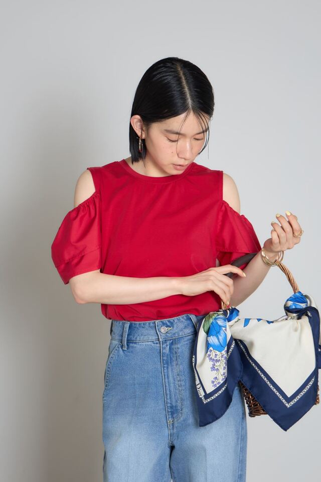 【上品で可愛い☆】Louis Vuitton フリルスリーブTシャツ フリルオープンスリーブTシャツ