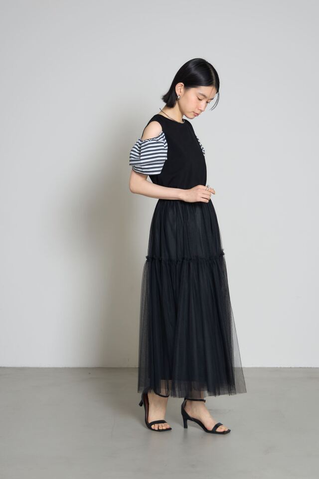 フリルオープンスリーブTシャツ