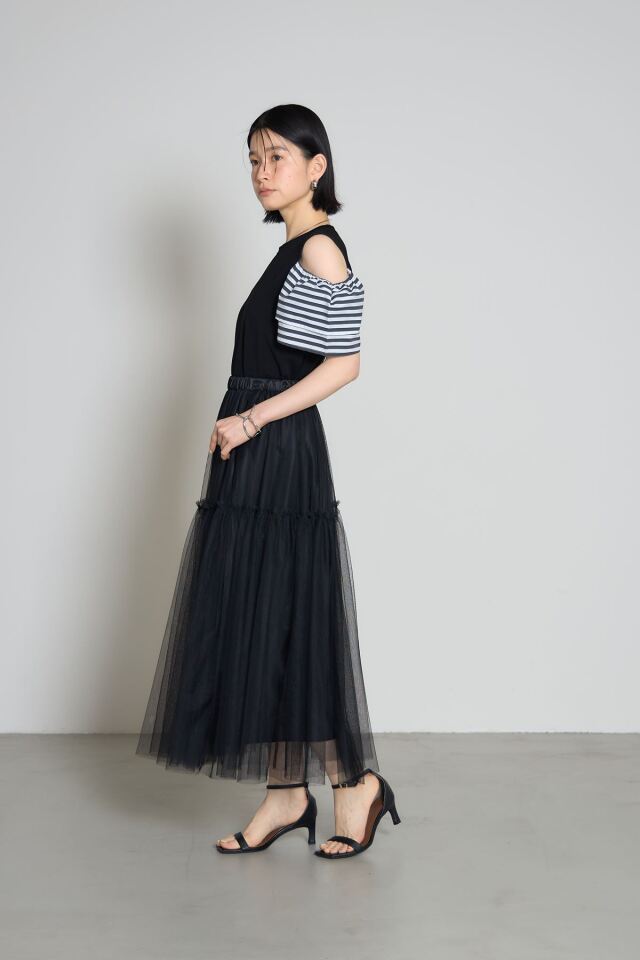 フリルオープンスリーブTシャツ