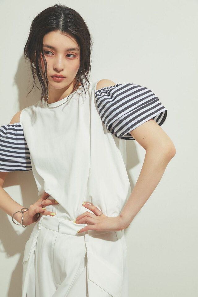 NON TOKYO フリルスリーブTシャツ セール】NON TOKYO/ノントーキョー/フリルスリーブTシャツ（T