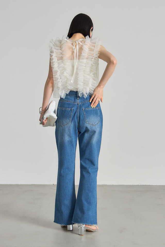 夏商品 松木育未さん着用】チュールブラウス