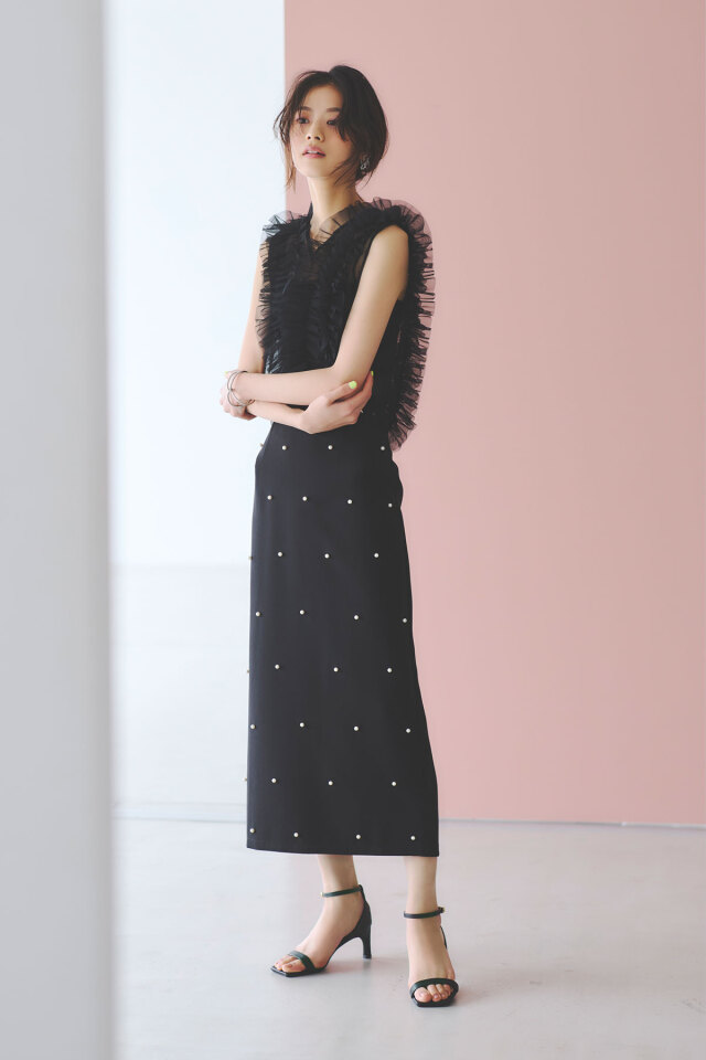 松木育未さん着用】チュールブラウス