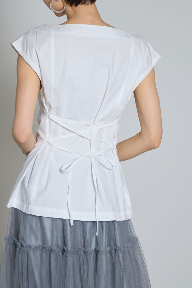 林田岬優さん着用】ウエストレースアップブラウス