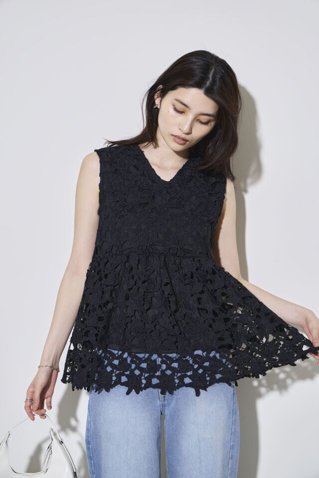 林田岬優さん着用】ケミカルレースブラウス