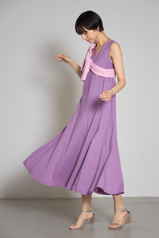 apolina 2021 ss ワンピース rienda | サマーシャギーknitコンビフレアOP (ワンピース(ミニ