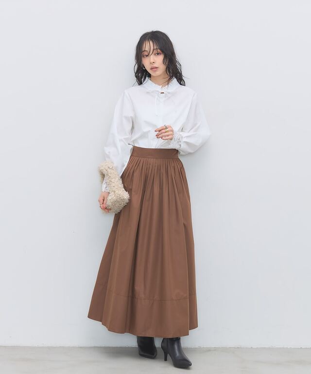 美香さん着用】ピンタックフレアスカート