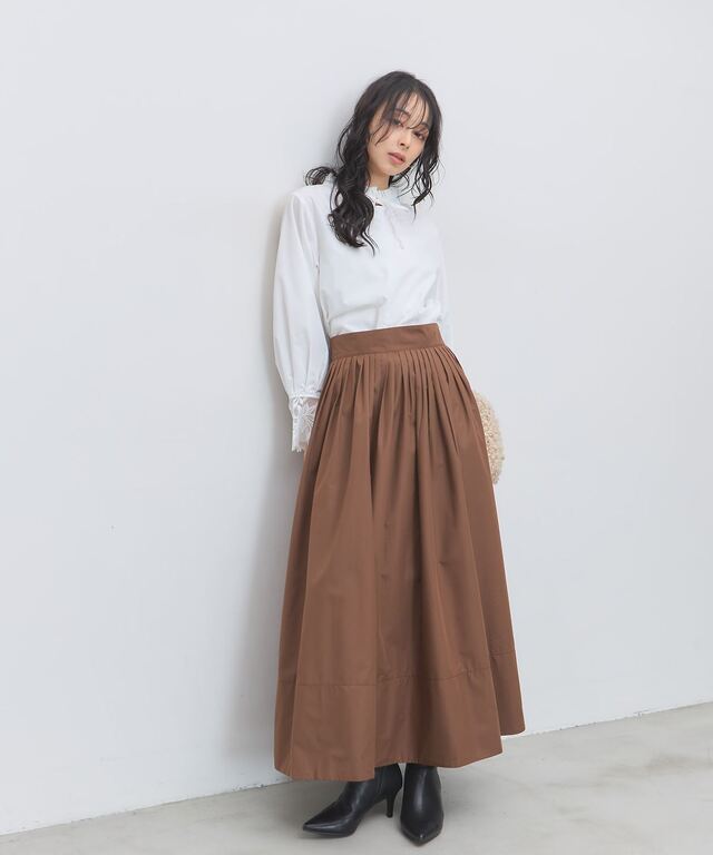 美香さん着用】ピンタックフレアスカート