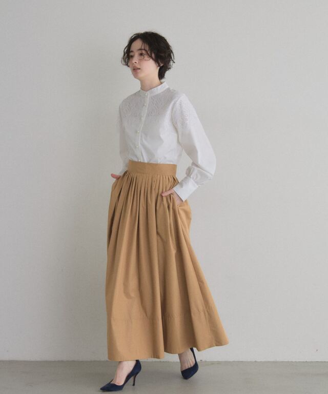 美香さん着用】ピンタックフレアスカート