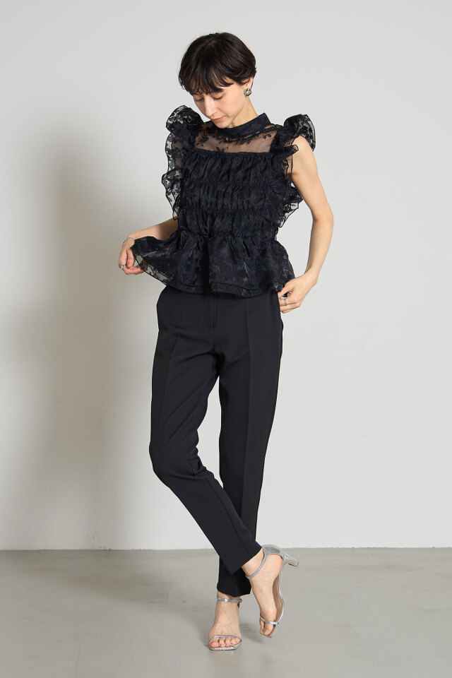 シュトラ4枚 美香さん着用】シャーリングシアーブラウス