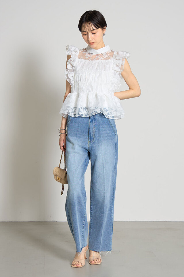 美香さん着用】シャーリングシアーブラウス