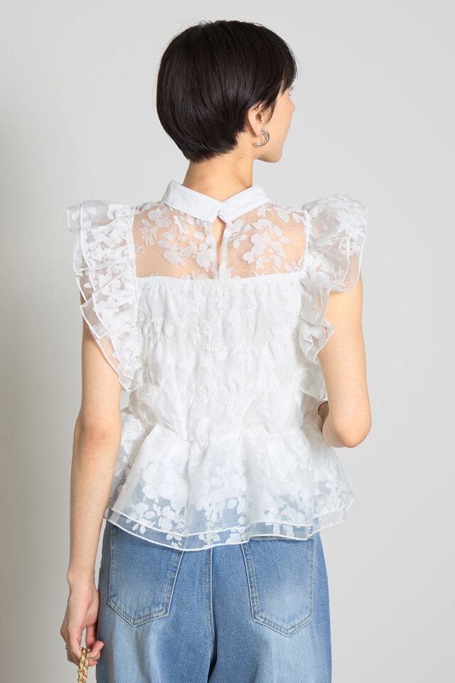 美香さん着用】シャーリングシアーブラウス