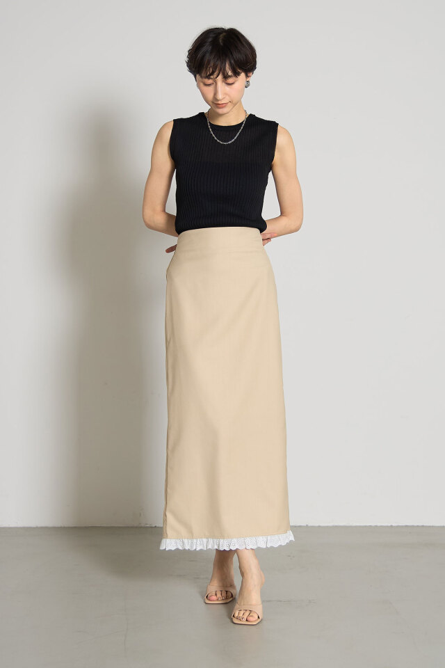 GIUNON ヘムレースコットンスカート hem lace cotton skirt / ヘムレースコットンスカート（スカート