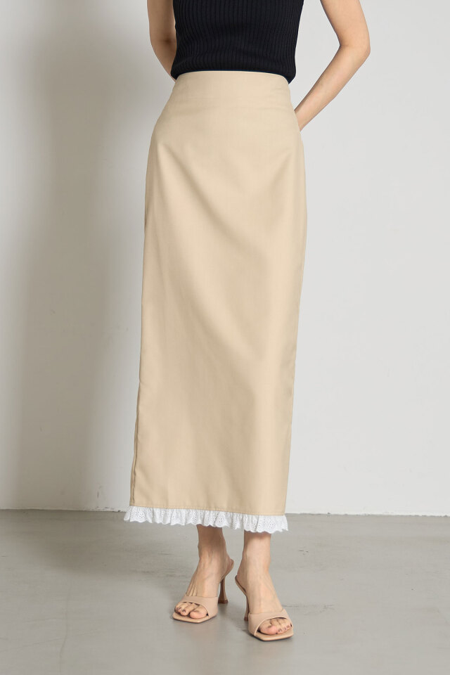 Mア16◯●シマページ●◯ コットンレースヘムスカート