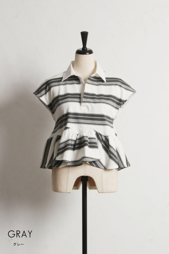 ペプラムラガーシャツ