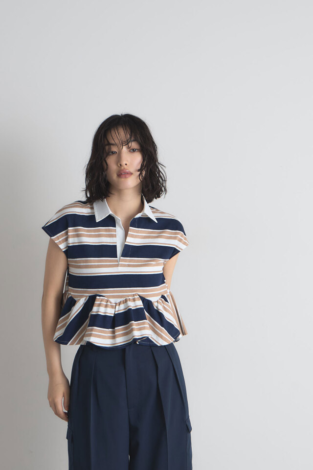 ペプラムラガーシャツ