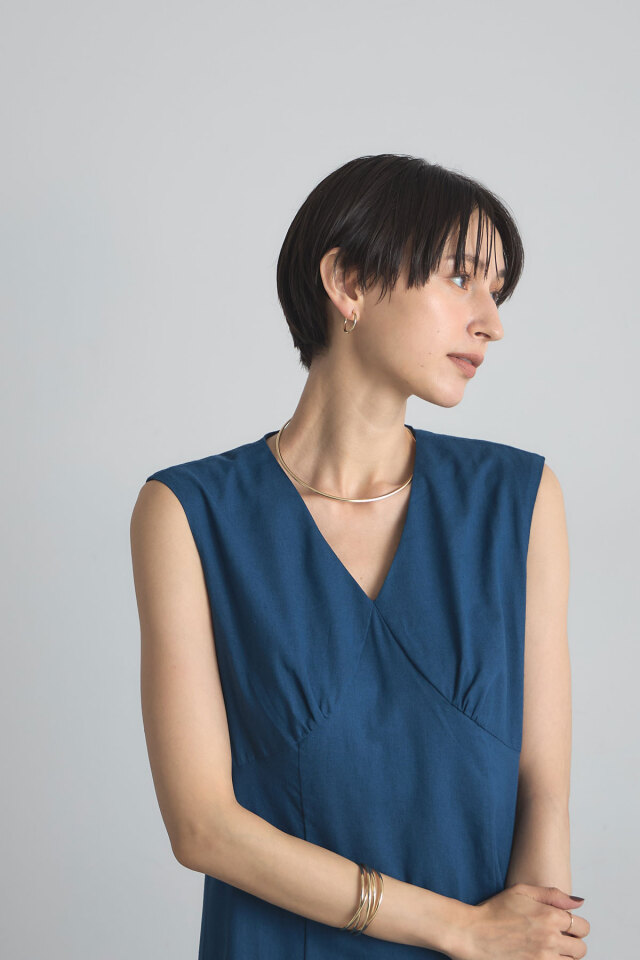 GLENN MARTENS  サテンワンピース Vネックリネンワンピース