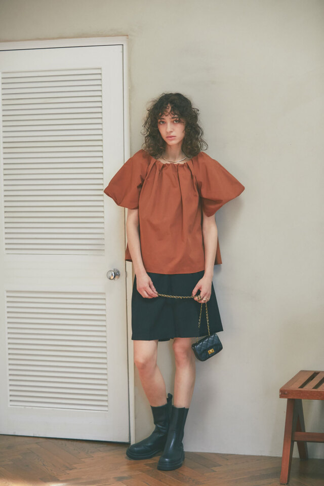 ローズクォーツ ３点セット ボリュームスリーブタフタオフショルブラウス