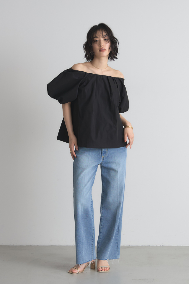 ローズクォーツ ３点セット ボリュームスリーブタフタオフショルブラウス