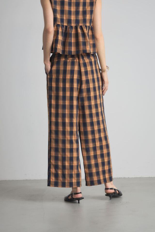 チェックノースリーブペプラムセットアップ