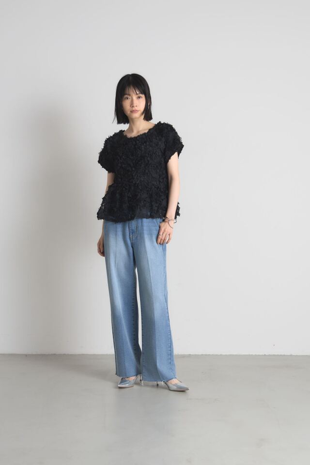 花びらチュールペプラムトップス