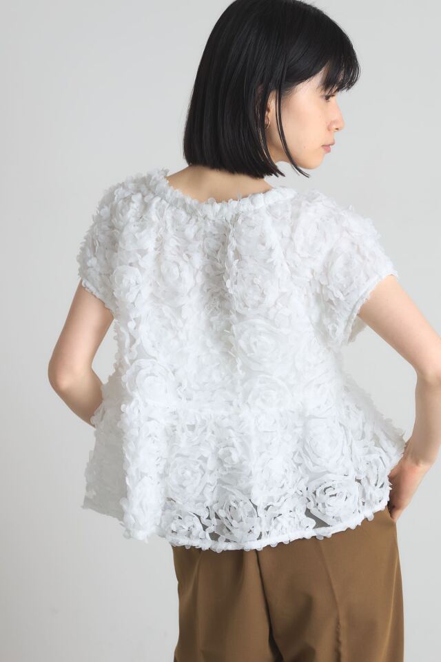 工芸品 j55555m22 花びらチュールペプラムトップス