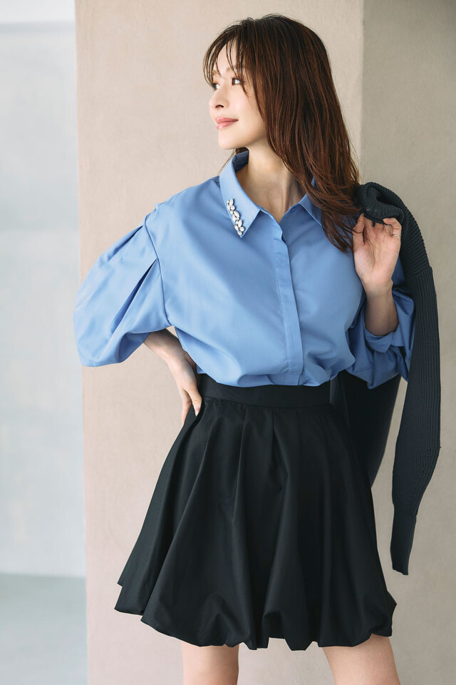 ビジュー付きスウェットチュニック