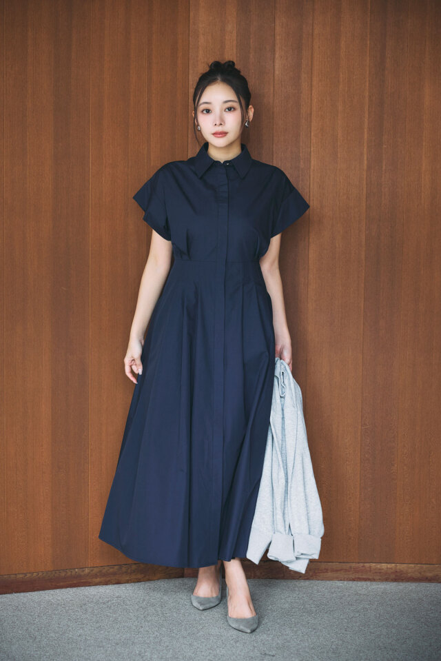 稲垣莉生さん着用】衿付きウエストタックシャツワンピース