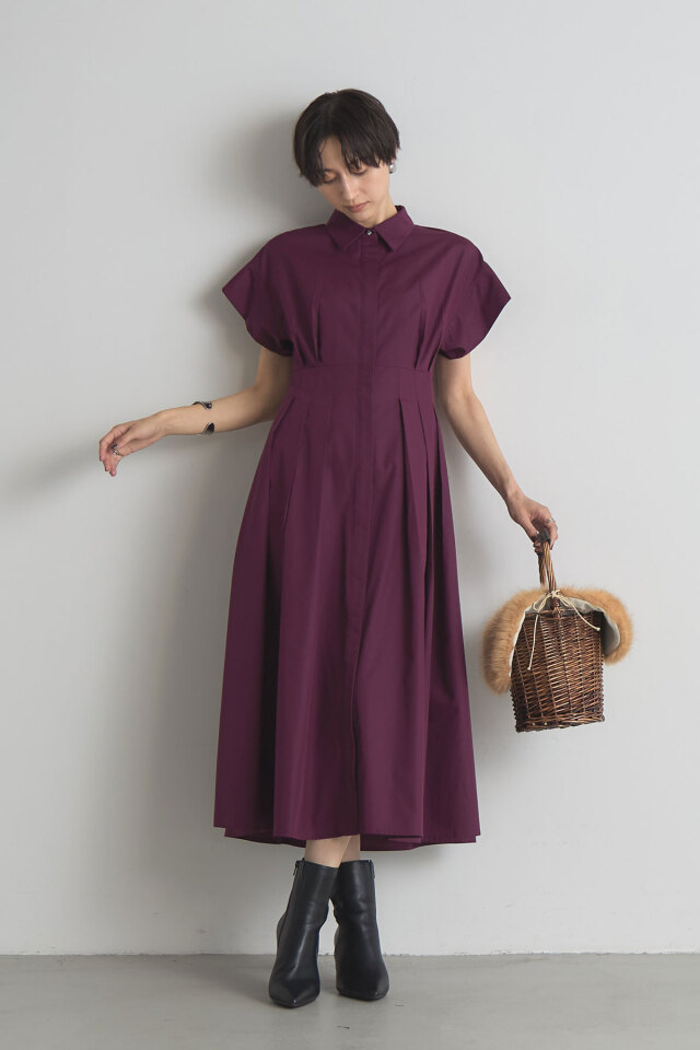 稲垣莉生さん着用】衿付きウエストタックシャツワンピース